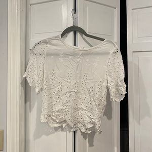 White flower cute out blouse